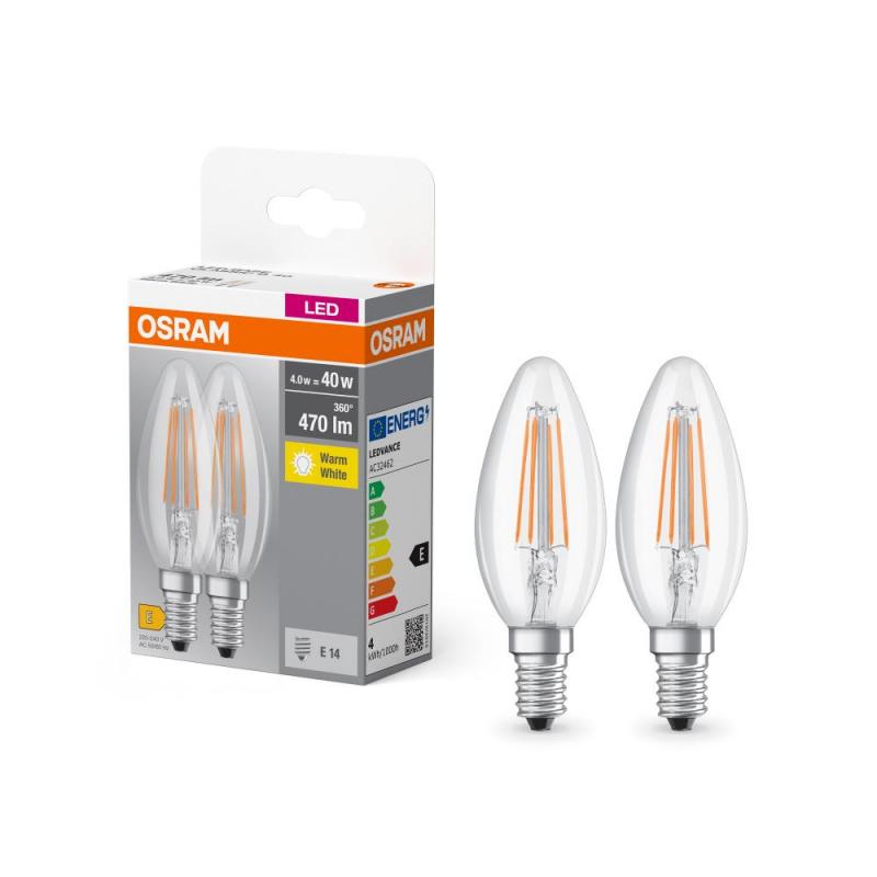 2er-PACK OSRAM LED BASE Classic B40 E14 FILAMENT KLAR 4W=40W 2700K